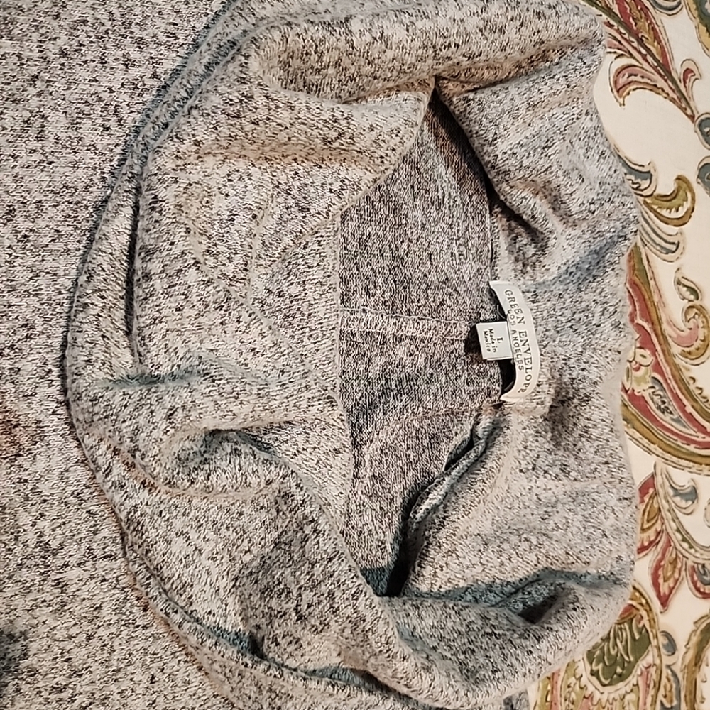 Green Envelope Los Angeles Sweatshirt,  Cowl Collar Gray Size L - Picture 3 of 16